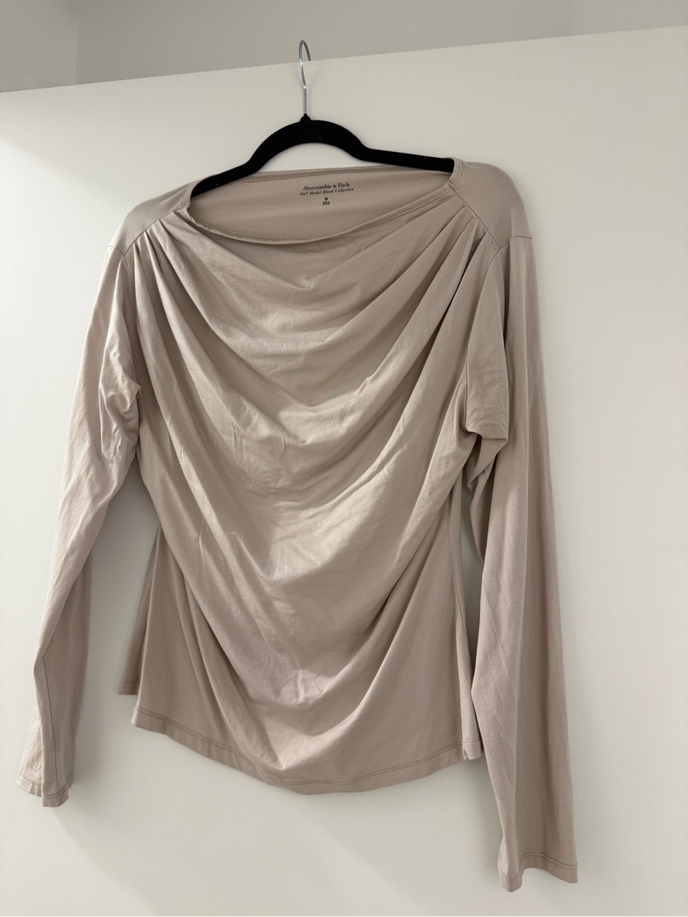 Abercrombie & Fitch Women's Draped Long-Sleeve Top — Taupe